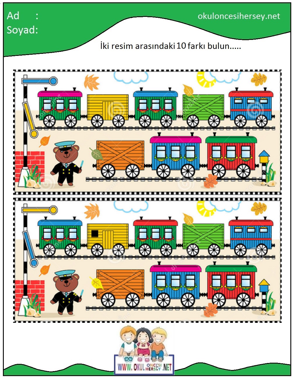 okul öncesi İki Resim Arasındaki Farkı Bul